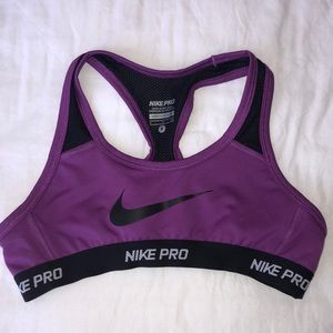 kids purple nike pro sports bra